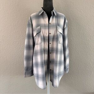 Abercrombie & Fitch Oversized Flannel Shirt – Blue & White Plaid (Size M)